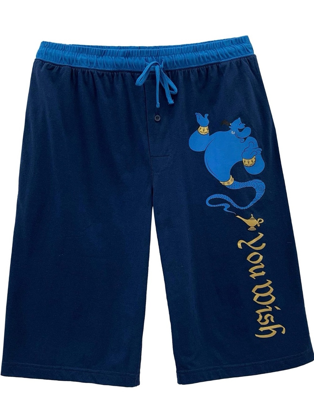 Disney Brand Aladdin Lounge Shorts with Genie and Gold Accent NWT